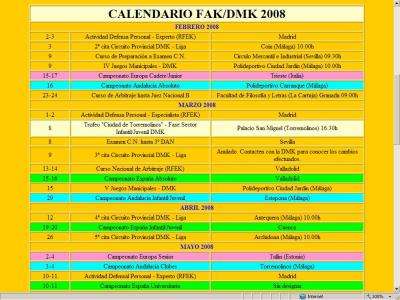 CALENDARIO COMPETICIONES